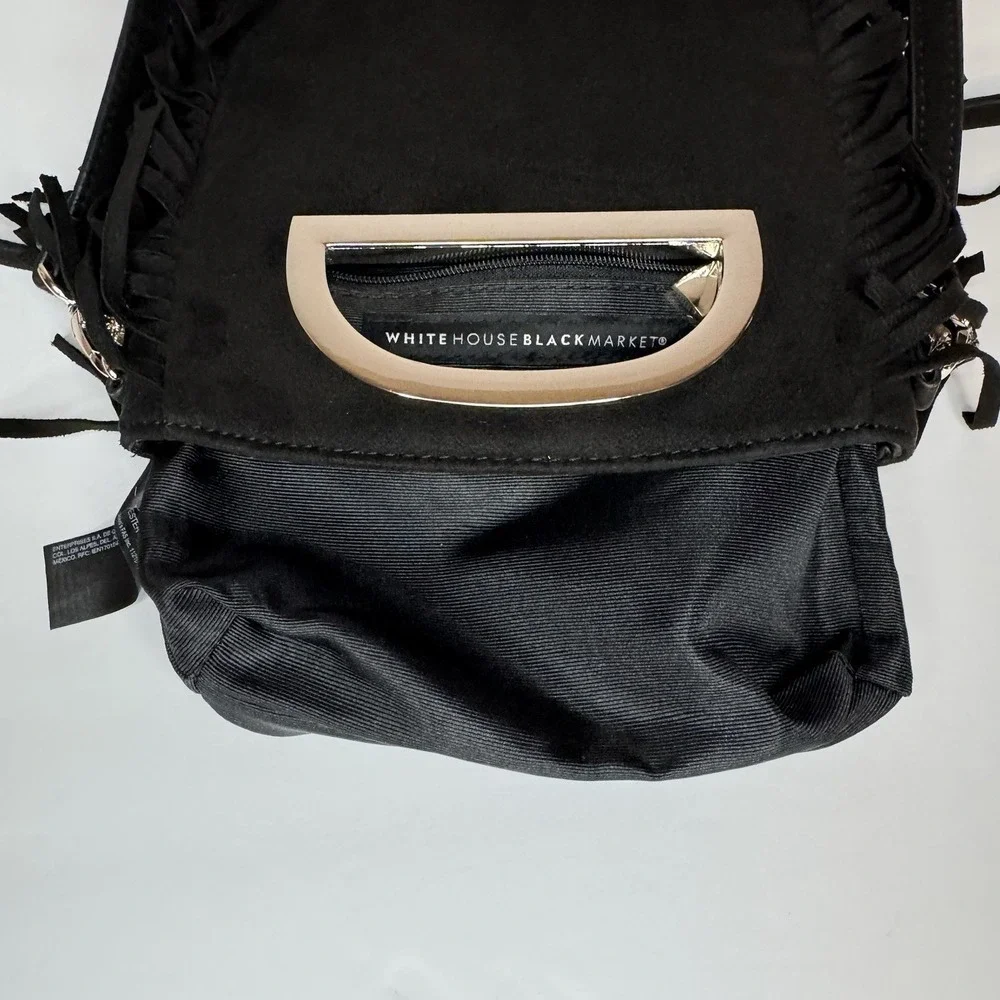 White House Black Market Black Satchel Crossbody Bag Tassel Womens‎